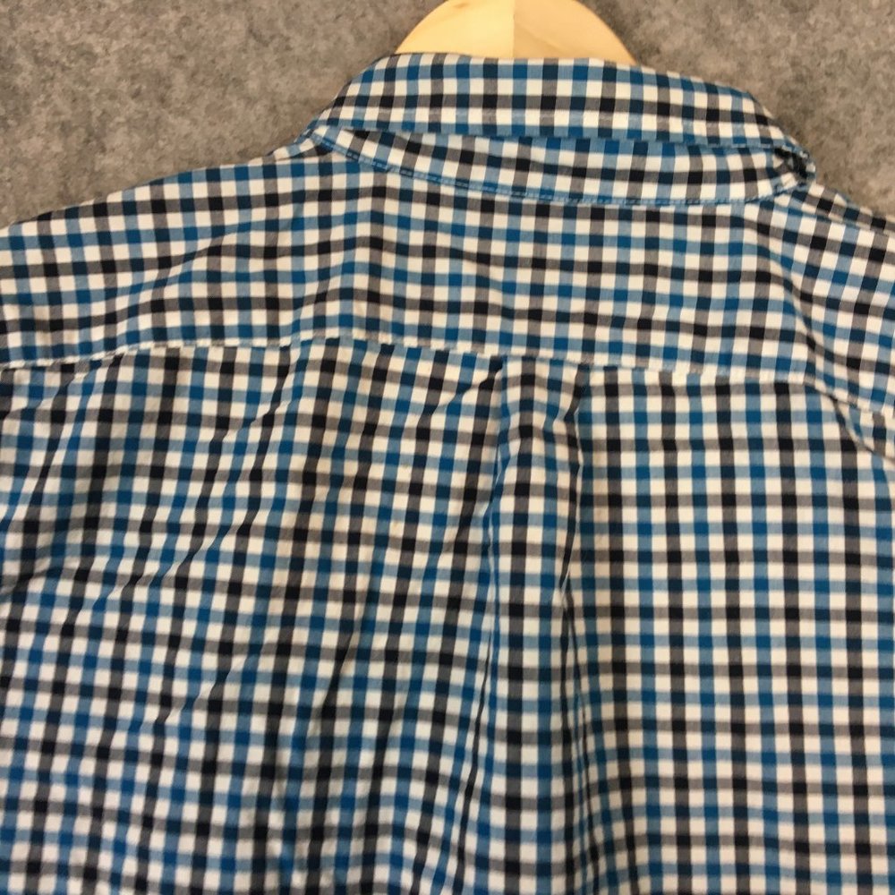 GAP Shirt L Mens Button Up 100 Cotton Long Sleeve Blue Tattersall Plaid Outlet - Picture 9 of 11